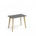 Giza straight desk 1000mm x 600mm with wooden legs - oak finish, grey top GZ610-OG