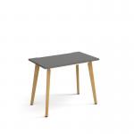 Giza straight desk 1000mm x 600mm with wooden legs - oak finish and grey top