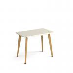 Giza straight desk 1000mm x 600mm with wooden legs - oak finish and white top