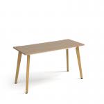 Giza straight desk 1400mm x 600mm with wooden legs - oak finish and oak top