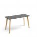 Giza straight desk 1400mm x 600mm with wooden legs - oak finish, grey top GZ614-OG