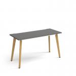Giza straight desk 1400mm x 600mm with wooden legs - oak finish and grey top