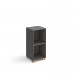 Giza cube storage unit 950mm high with 2 open boxes and wooden legs - grey