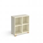 Giza cube storage unit 950mm high with 4 open boxes and wooden legs - white GZCS2-2-WH