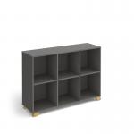 Giza cube storage unit 950mm high with 6 open boxes and wooden legs - grey