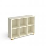 Giza cube storage unit 950mm high with 6 open boxes and wooden legs - white