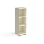 Giza cube storage unit 1370mm high with 3 open boxes and wooden legs - white
