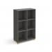 Giza cube storage unit 1370mm high with 6 open boxes and wooden legs - grey GZCS3-2-OG