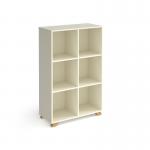 Giza cube storage unit 1370mm high with 6 open boxes and wooden legs - white
