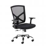 Hale black mesh back operator chair with black fabric seat and chrome base HAL300T1-K