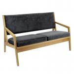 Hanna two seater sofa with wooden frame - grey fabric HAN02-G