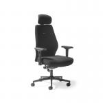 Hatha high back posture task chair with black fabric seat and back, headrest & adjustable arms HAT301K2-K