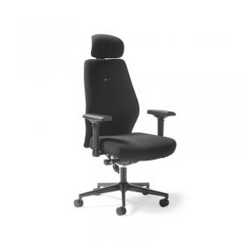 Hatha high back posture task chair with black fabric seat and back, headrest & adjustable arms HAT301K2-K