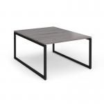 Connex Plus O Frame 1200 x 1600 x 725mm Back to Back Desk (2 x 1200mm) - Black Frame Grey Oak Top HCO1216-K-GO