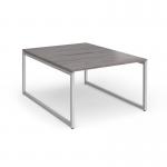Connex Plus O Frame 1200 x 1600 x 725mm Back to Back Desk (2 x 1200mm) - Silver Frame Grey Oak Top HCO1216-S-GO