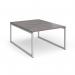 Connex Plus O Frame 1200 x 1600 x 725mm Back to Back Desk (2 x 1200mm) - Silver Frame Grey Oak Top HCO1216-S-GO