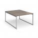 Connex Plus O Frame 1200 x 1600 x 725mm Back to Back Desk (2 x 1200mm) - Silver Frame Nebraska Oak Top HCO1216-S-NO