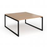 Connex Plus O Frame 1400 x 1600 x 725mm Back to Back Desk (2 x 1400mm) - Black Frame Beech Top HCO1416-K-B