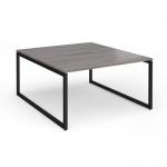 Connex Plus O Frame 1400 x 1600 x 725mm Back to Back Desk (2 x 1400mm) - Black Frame Grey Oak Top HCO1416-K-GO
