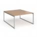 Connex Plus O Frame 1400 x 1600 x 725mm Back to Back Desk (2 x 1400mm) - Silver Frame Beech Top HCO1416-S-B