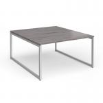 Connex Plus O Frame 1400 x 1600 x 725mm Back to Back Desk (2 x 1400mm) - Silver Frame Grey Oak Top HCO1416-S-GO