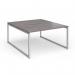 Connex Plus O Frame 1400 x 1600 x 725mm Back to Back Desk (2 x 1400mm) - Silver Frame Grey Oak Top HCO1416-S-GO