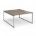 Connex Plus O Frame 1400 x 1600 x 725mm Back to Back Desk (2 x 1400mm) - Silver Frame Nebraska Oak Top HCO1416-S-NO