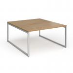 Connex Plus O Frame 1400 x 1600 x 725mm Back to Back Desk (2 x 1400mm) - Silver Frame Oak Top HCO1416-S-O