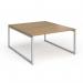 Connex Plus O Frame 1400 x 1600 x 725mm Back to Back Desk (2 x 1400mm) - Silver Frame Oak Top HCO1416-S-O