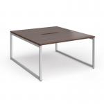 Connex Plus O Frame 1400 x 1600 x 725mm Back to Back Desk (2 x 1400mm) - Silver Frame Walnut Top HCO1416-S-W