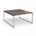 Connex Plus O Frame 1400 x 1600 x 725mm Back to Back Desk (2 x 1400mm) - Silver Frame Walnut Top HCO1416-S-W