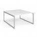 Connex Plus O Frame 1400 x 1600 x 725mm Back to Back Desk (2 x 1400mm) - Silver Frame White Top HCO1416-S-WH