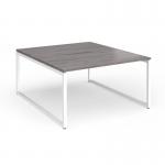 Connex Plus O Frame 1400 x 1600 x 725mm Back to Back Desk (2 x 1400mm) - White Frame Grey Oak Top HCO1416-WH-GO