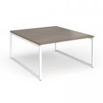 Connex Plus O Frame 1400 x 1600 x 725mm Back to Back Desk (2 x 1400mm) - White Frame Nebraska Oak Top HCO1416-WH-NO