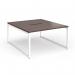 Connex Plus O Frame 1400 x 1600 x 725mm Back to Back Desk (2 x 1400mm) - White Frame Walnut Top HCO1416-WH-W