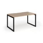 Connex Plus O Frame 1400 x 800 x 725mm Single Desk - Black Frame Kendal Oak Top HCO148-K-KO