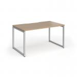 Connex Plus O Frame 1400 x 800 x 725mm Single Desk - Silver Frame Kendal Oak Top HCO148-S-KO