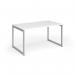 Connex Plus O Frame 1400 x 800 x 725mm Single Desk - Silver Frame White Top HCO148-S-WH