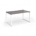 Connex Plus O Frame 1400 x 800 x 725mm Single Desk - White Frame Grey Oak Top HCO148-WH-GO