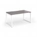 Connex Plus O Frame 1400 x 800 x 725mm Single Desk - White Frame Grey Oak Top HCO148-WH-GO