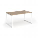 Connex Plus O Frame 1400 x 800 x 725mm Single Desk - White Frame Kendal Oak Top HCO148-WH-KO