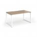 Connex Plus O Frame 1400 x 800 x 725mm Single Desk - White Frame Kendal Oak Top HCO148-WH-KO