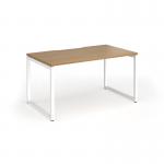 Connex Plus O Frame 1400 x 800 x 725mm Single Desk - White Frame Oak Top HCO148-WH-O