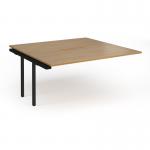 Connex Plus O Frame 1600 x 1600 x 725mm Back to Back Add On Bay - Black Frame Oak Top HCO1616-AB-K-O