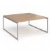 Connex Plus O Frame 1600 x 1600 x 725mm Back to Back Desk (2 x 1600mm) - Silver Frame Beech Top HCO1616-S-B