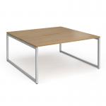 Connex Plus O Frame 1600 x 1600 x 725mm Back to Back Desk (2 x 1600mm) - Silver Frame Oak Top HCO1616-S-O