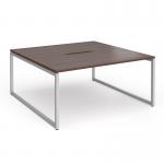 Connex Plus O Frame 1600 x 1600 x 725mm Back to Back Desk (2 x 1600mm) - Silver Frame Walnut Top HCO1616-S-W