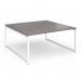 Connex Plus O Frame 1600 x 1600 x 725mm Back to Back Desk (2 x 1600mm) - White Frame Grey Oak Top HCO1616-WH-GO