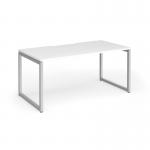 Connex Plus O Frame 1600 x 800 x 725mm Single Desk - Silver Frame White Top HCO168-S-WH