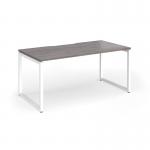 Connex Plus O Frame 1600 x 800 x 725mm Single Desk - White Frame Grey Oak Top HCO168-WH-GO